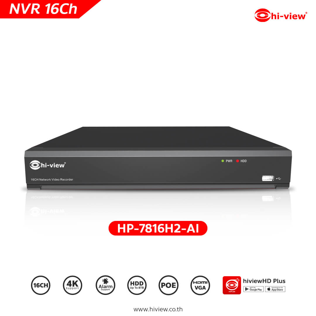 HP-7816H2-AI เครื่องบันทึก NVR 16Ch AI รองรับ 4K